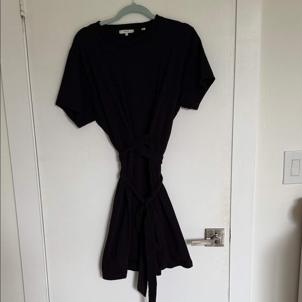Vince Black Tie-Waist Mini Dress